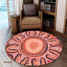Amazing Aussie Australia Dot Painting Inspired Aboriginal Big Flower Painting With Aboriginal Dot Round Rug