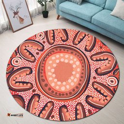 Amazing Aussie Australia Dot Painting Inspired Aboriginal Big Flower Painting With Aboriginal Dot Round Rug