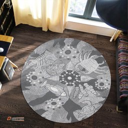Amazing Aussie Custom Australia Aboriginal Dot Painting Black Round Rug