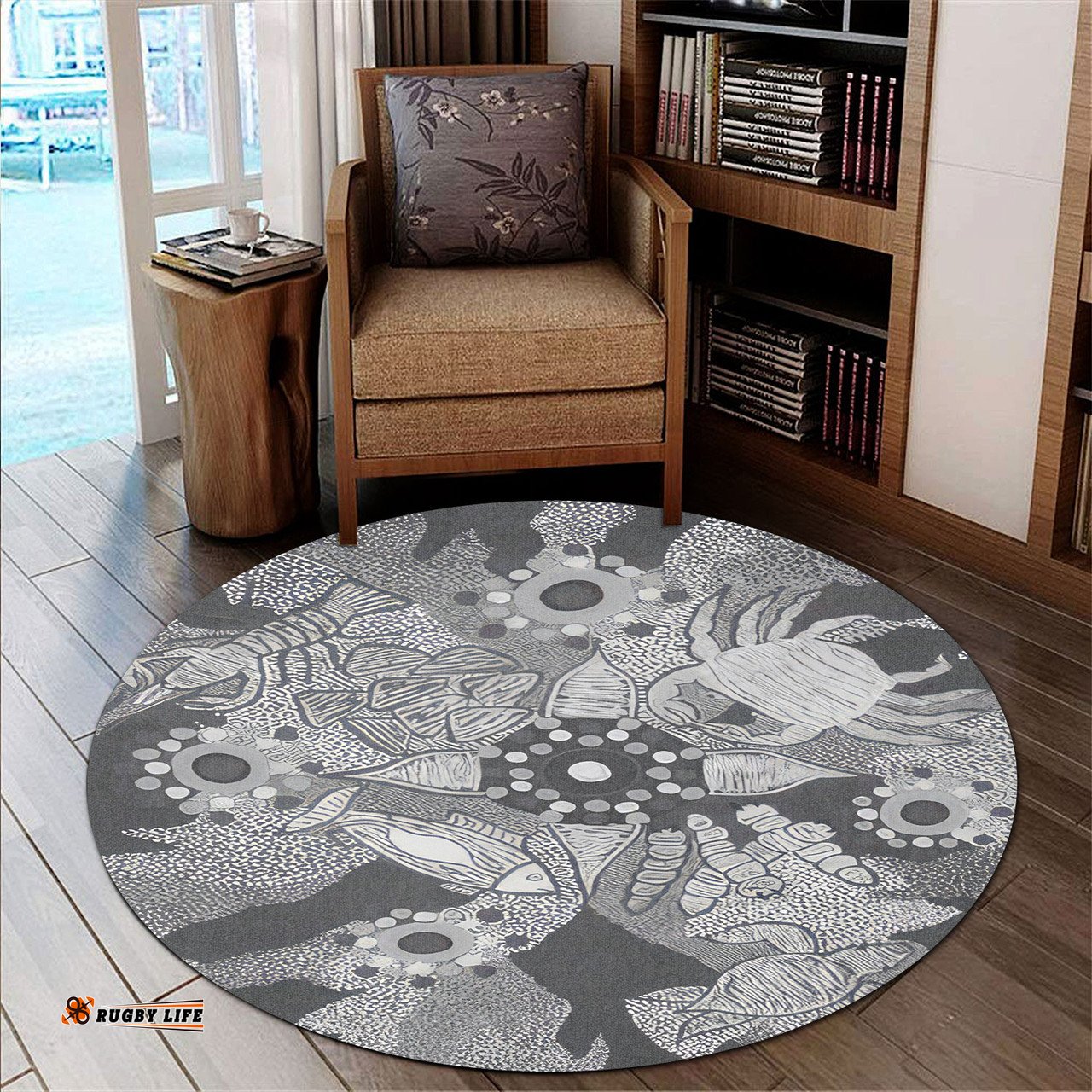 Amazing Aussie Custom Australia Aboriginal Dot Painting Black Round Rug