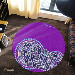 Amazing Aussie Australia Aboriginal Purple Rainbow Serpent Dreaming Inspired Round Rug