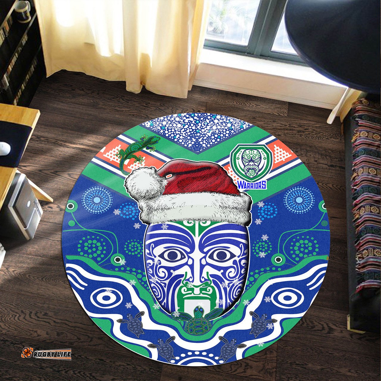 Amazing Aussie New Zealand Warriors Christmas Custom Merry New Zealand Warriors Christmas Indigenous Round Rug