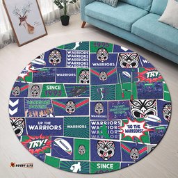 Amazing Aussie New Zealand Warriors Team Of Us Die Hard Fan Supporters Comic Style Round Rug