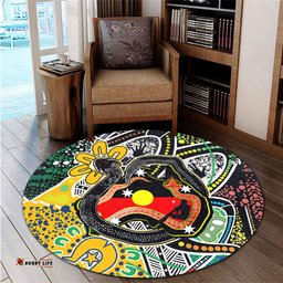 Amazing Aussie Australia Rainbow Serpent Aboriginal Dreamtime Rainbow Serpent Creates Australia Round Rug