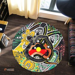 Amazing Aussie Australia Rainbow Serpent Aboriginal Dreamtime Rainbow Serpent Creates Australia Round Rug