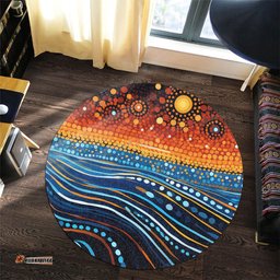 Amazing Aussie Australia Dreaming Aboriginal Aboriginal Culture Indigenous Dreaming Dot Painting Art Inspired Round Rug