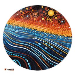 Amazing Aussie Australia Dreaming Aboriginal Aboriginal Culture Indigenous Dreaming Dot Painting Art Inspired Round Rug