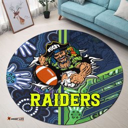 Amazing Aussie Canberra Raiders Canberra Raiders Ball Aboriginal Inspired Indigenous Sport Style Round Rug