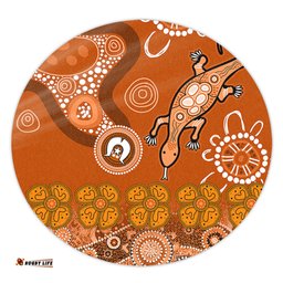 Amazing Aussie Australia Goanna Aboriginal Indigenous Dot Goanna (Orange) Round Rug
