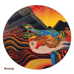 Amazing Aussie Australia Aboriginal Rainbow Serpent In Aboriginal Dreaming Art Inspired Round Rug