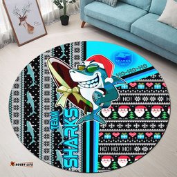 Amazing Aussie Cronulla Sutherland Sharks Christmas Custom Sharkies Surfrider Christmas With Snowflakes Ho Ho Ho Round Rug