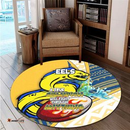 Amazing Aussie Parramatta Eels A True Champion Will Fight Through Anything With Polynesian Patterns Round Rug