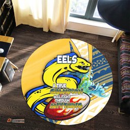 Amazing Aussie Parramatta Eels A True Champion Will Fight Through Anything With Polynesian Patterns Round Rug