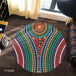 Amazing Aussie Australia Dot Painting Inspired Aboriginal Dot Color In The Aboriginal Style Round Rug
