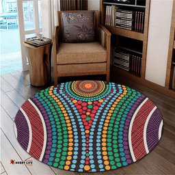 Amazing Aussie Australia Dot Painting Inspired Aboriginal Dot Color In The Aboriginal Style Round Rug