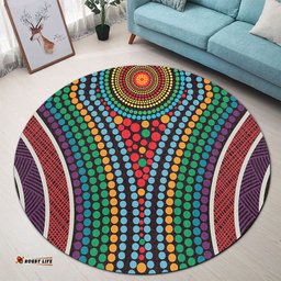 Amazing Aussie Australia Dot Painting Inspired Aboriginal Dot Color In The Aboriginal Style Round Rug