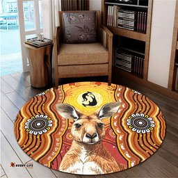 Amazing Aussie Australia Aboriginal Kangaroo Dreaming With Dot Art Round Rug
