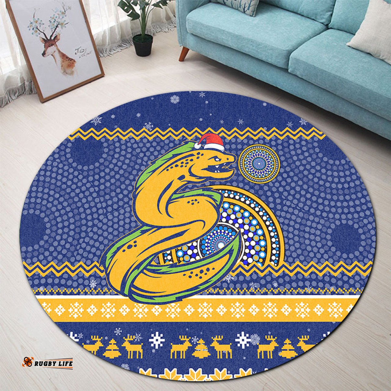 Amazing Aussie Parramatta Eels Australia Ugly Xmas With Aboriginal Patterns For Die Hard Fans Round Rug