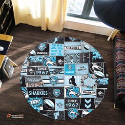 Amazing Aussie Cronulla Sutherland Sharks Team Of Us Die Hard Fan Supporters Comic Style Round Rug