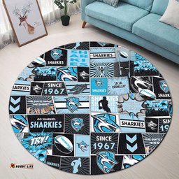 Amazing Aussie Cronulla Sutherland Sharks Team Of Us Die Hard Fan Supporters Comic Style Round Rug