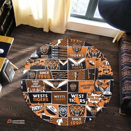 Amazing Aussie Wests Tigers Team Of Us Die Hard Fan Supporters Comic Style Round Rug