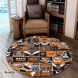 Amazing Aussie Wests Tigers Team Of Us Die Hard Fan Supporters Comic Style Round Rug