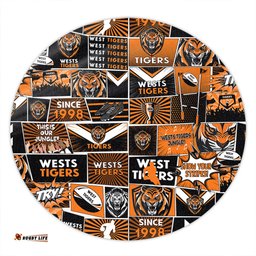 Amazing Aussie Wests Tigers Team Of Us Die Hard Fan Supporters Comic Style Round Rug