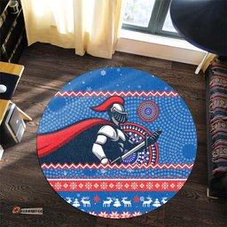 Amazing Aussie Newcastle Knights Australia Ugly Xmas With Aboriginal Patterns For Die Hard Fans Round Rug