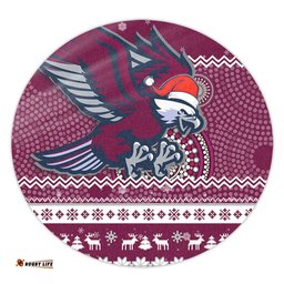 Amazing Aussie Manly Warringah Sea Eagles Australia Ugly Xmas With Aboriginal Patterns For Die Hard Fans Round Rug