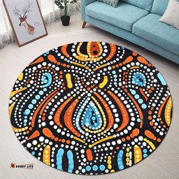 Amazing Aussie Australia Aboriginal Traditional Australian Aboriginal Native Design (Black) Ver 2 Round Rug