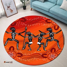 Amazing Aussie Australia Aboriginal Inspired Indigenous Dancing people Aboriginal Inspired painting Round Rug