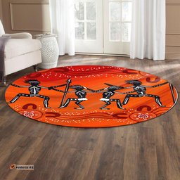 Amazing Aussie Australia Aboriginal Inspired Indigenous Dancing people Aboriginal Inspired painting Round Rug