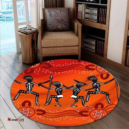 Amazing Aussie Australia Aboriginal Inspired Indigenous Dancing people Aboriginal Inspired painting Round Rug