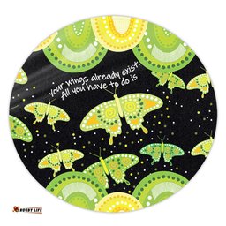 Amazing Aussie Australia Animals Aboriginal Your Wings Already Exist Aboriginal Green Butterflies Art Inspired Round Rug