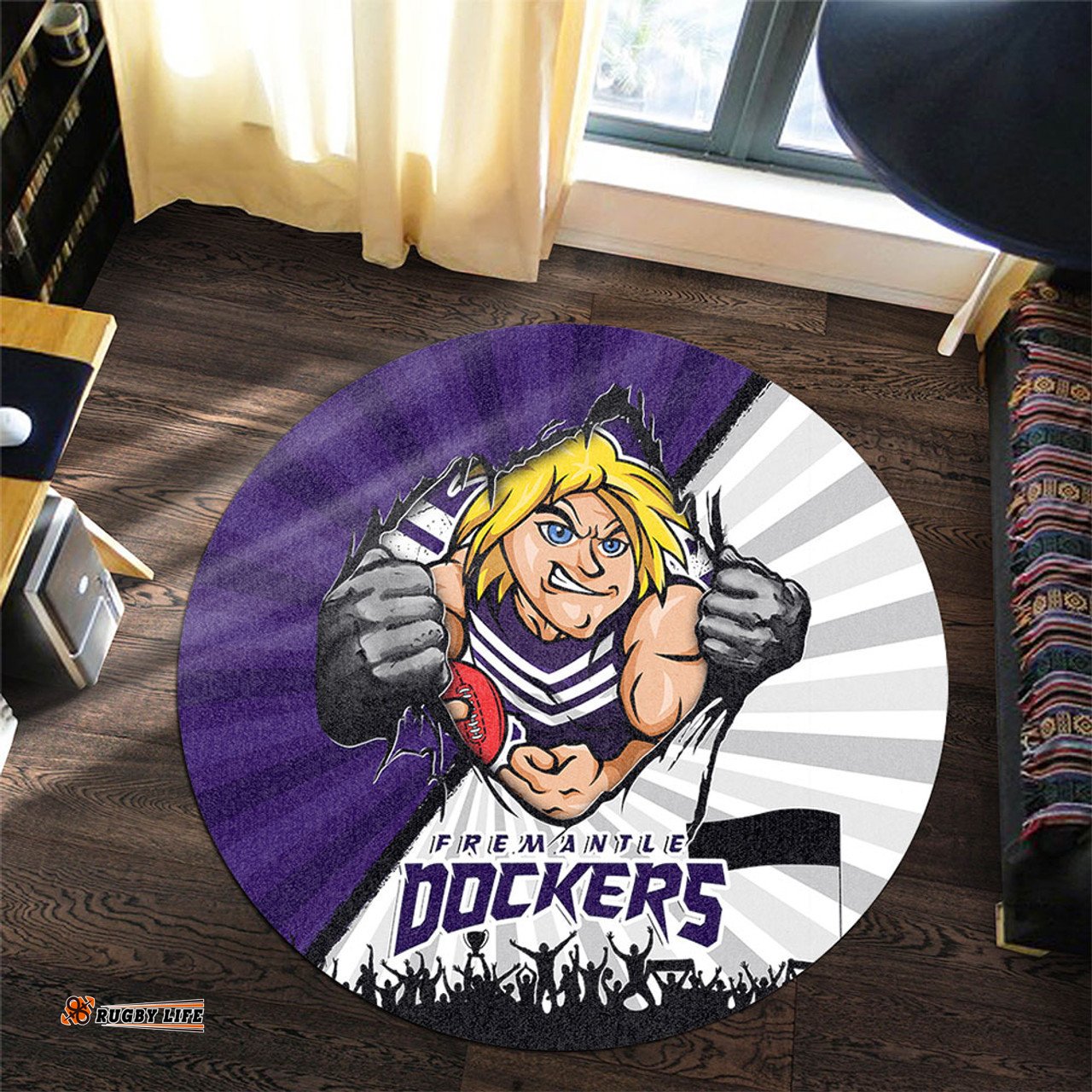 Amazing Aussie Fremantle Breaking Through Fan Design Round Rug