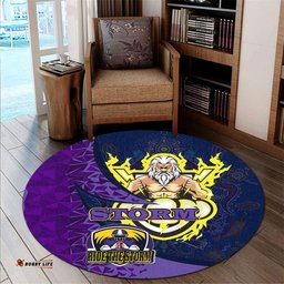 Amazing Aussie Melbourne Storm Ball Ride Melbourne Storm Aboriginal Inspired Patterns Round Rug