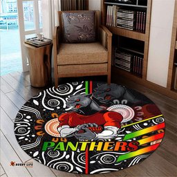 Amazing Aussie Penrith Panthers Penrith Panthers Ball Aboriginal Inspired Indigenous Sport Style Round Rug