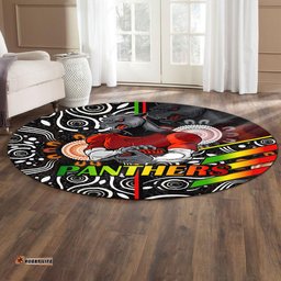 Amazing Aussie Penrith Panthers Penrith Panthers Ball Aboriginal Inspired Indigenous Sport Style Round Rug