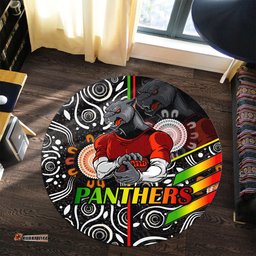 Amazing Aussie Penrith Panthers Penrith Panthers Ball Aboriginal Inspired Indigenous Sport Style Round Rug