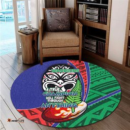 Amazing Aussie New Zealand Warriors A True Champion Will Fight Through Anything With Polynesian Patterns Round Rug