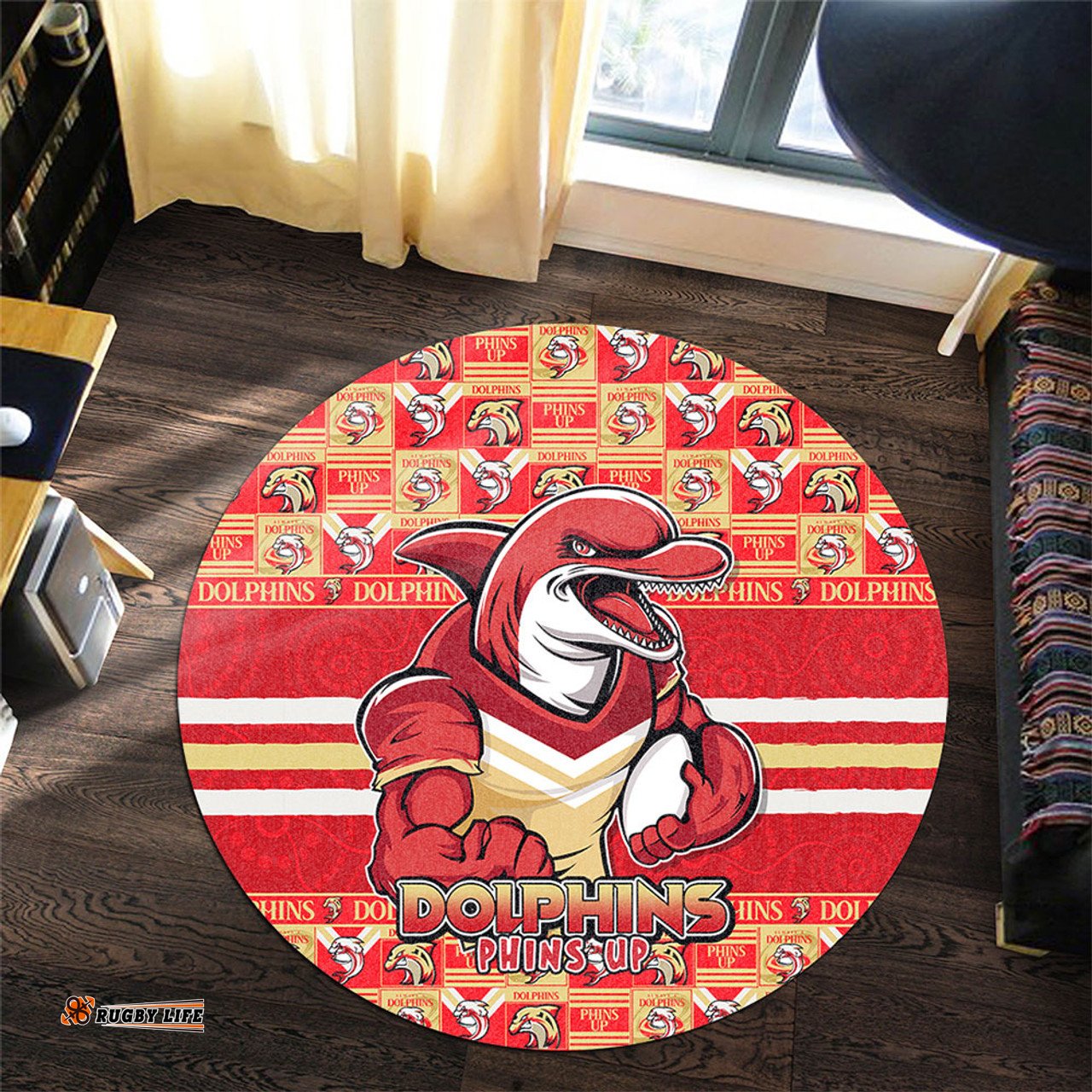 Amazing Aussie Redcliffe Dolphins Champion���s Pride Comic Style Round Rug