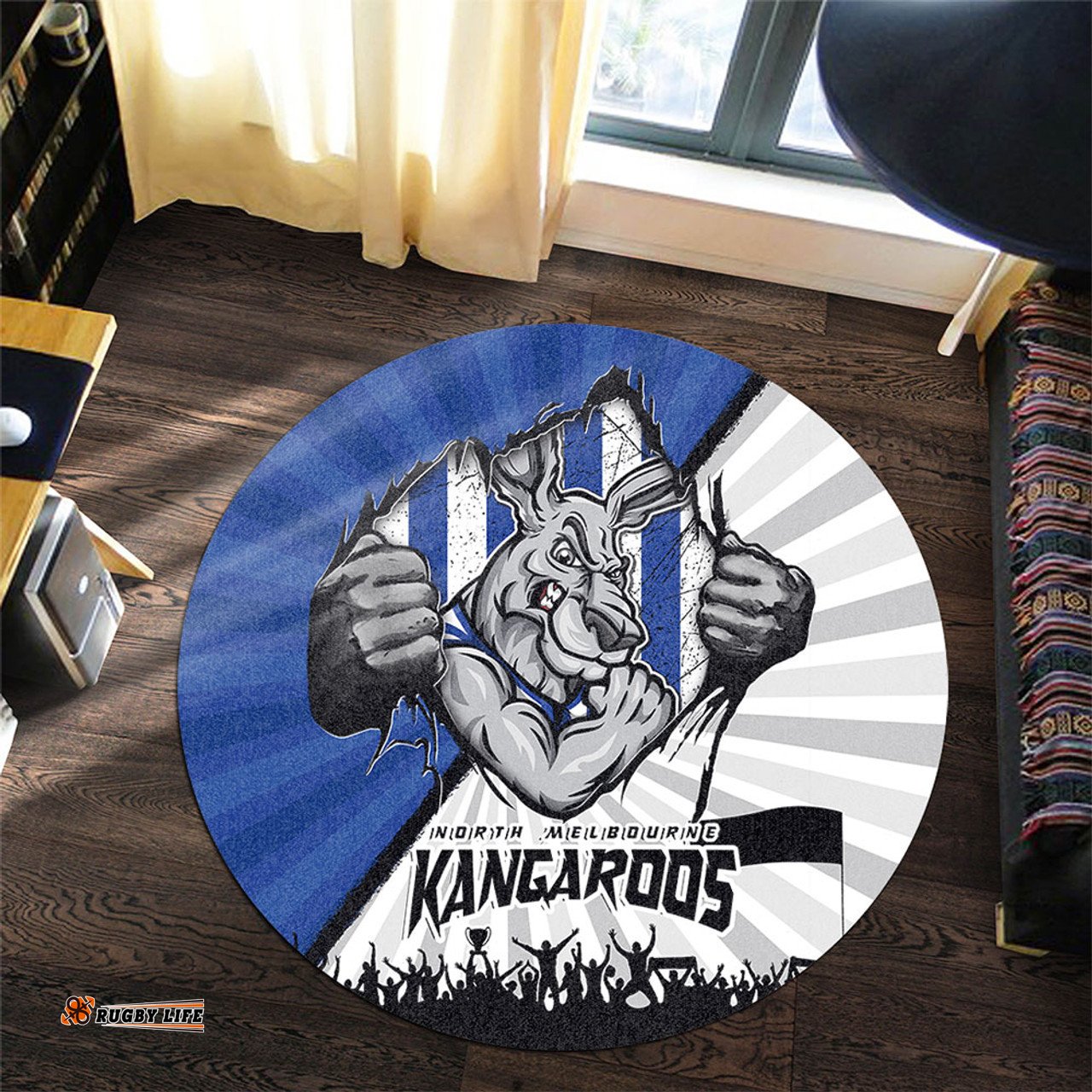 Amazing Aussie North Melbourne Breaking Through Fan Design Round Rug