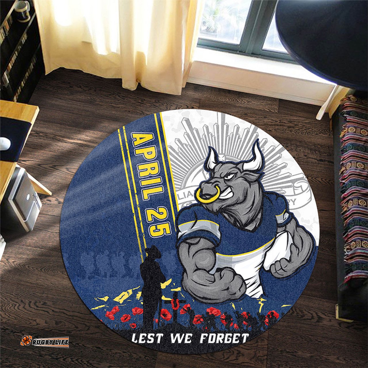 Amazing Aussie North Queensland Cowboys Anzac Day Lest We Forget Strong Fighting Spirit Round Rug