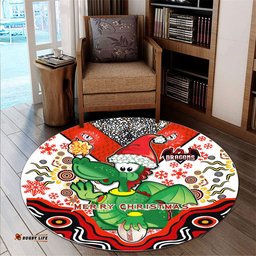 Amazing Aussie St. George Illawarra Dragons Christmas Custom Christmas Green Dragons Indigenous Round Rug