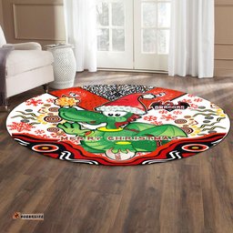 Amazing Aussie St. George Illawarra Dragons Christmas Custom Christmas Green Dragons Indigenous Round Rug