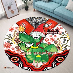 Amazing Aussie St. George Illawarra Dragons Christmas Custom Christmas Green Dragons Indigenous Round Rug