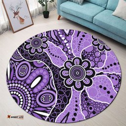 Amazing Aussie Australia Aboriginal Design Art Color Purple Round Rug