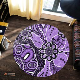 Amazing Aussie Australia Aboriginal Design Art Color Purple Round Rug