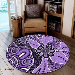 Amazing Aussie Australia Aboriginal Design Art Color Purple Round Rug