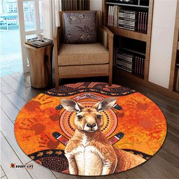 Amazing Aussie Indigenous Australian Aboriginal Kangaroo Spirit Dreaming Round Rug